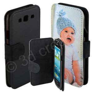 Etui téléphone a clapet personnalisé noir samsung galaxy S3