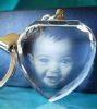 Porte clé en verre gravure 2D personnalisé coeur